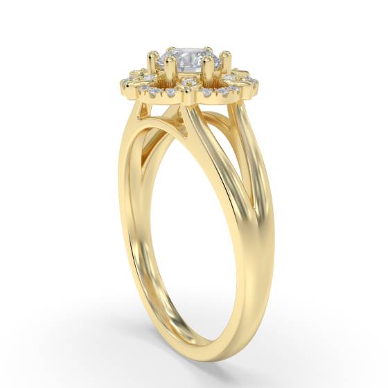 Flower Style Round Diamond Designer Ring