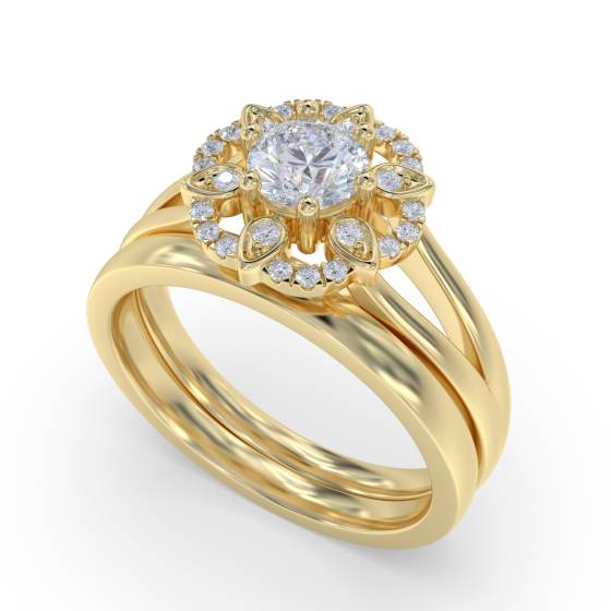 Flower Style Round Diamond Designer Ring