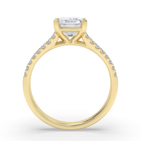 Emerald Diamond Split Shoulder Engagement Ring