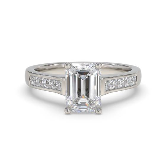 Emerald Diamond Shoulder Set Ring