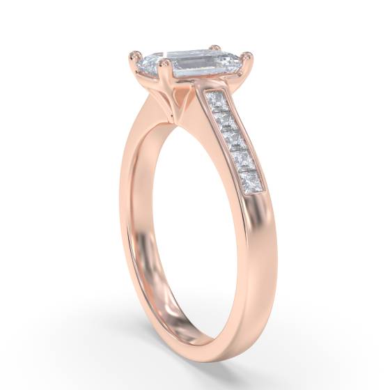 Emerald Diamond Shoulder Set Ring