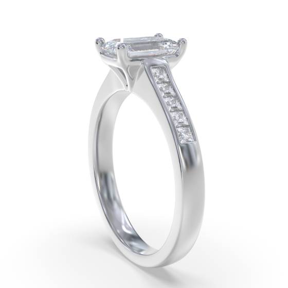 Emerald Diamond Shoulder Set Ring