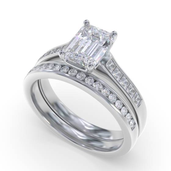 Emerald Diamond Shoulder Set Ring