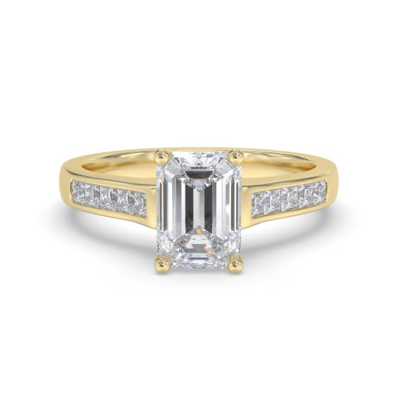 Emerald Diamond Shoulder Set Ring