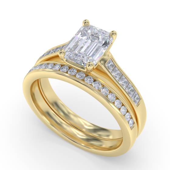 Emerald Diamond Shoulder Set Ring