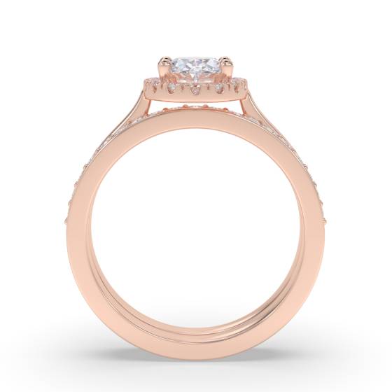 Oval Halo Engagement Ring With Matching Wedding Band