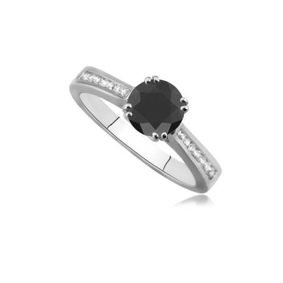 Black Diamond Shoulder Set Ring