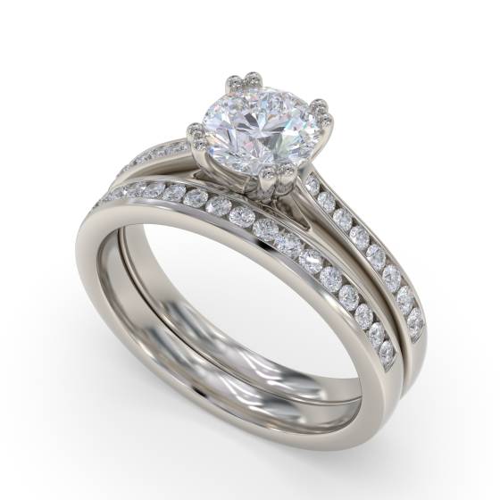 Round Diamond Shoulder Set Ring