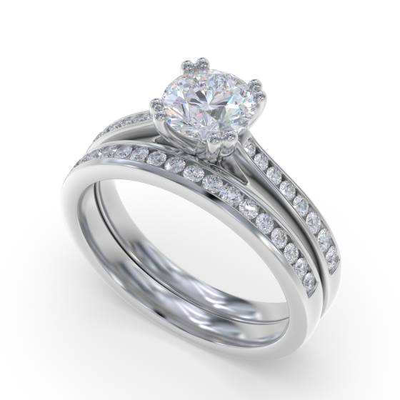 Round Diamond Shoulder Set Ring