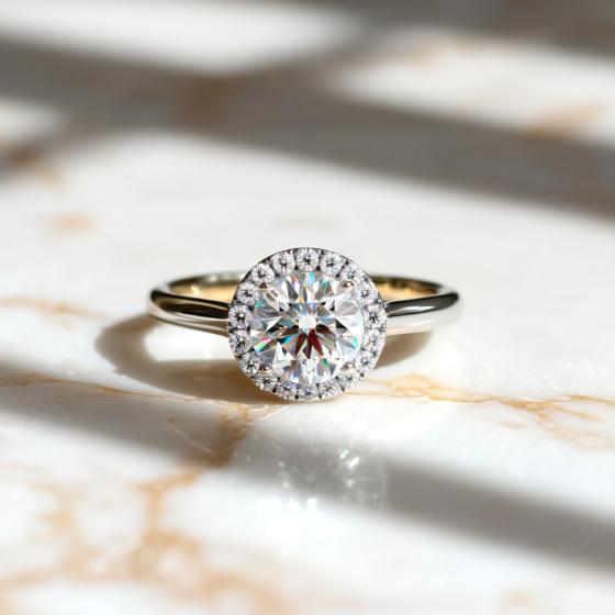Round Diamond Single Halo Ring