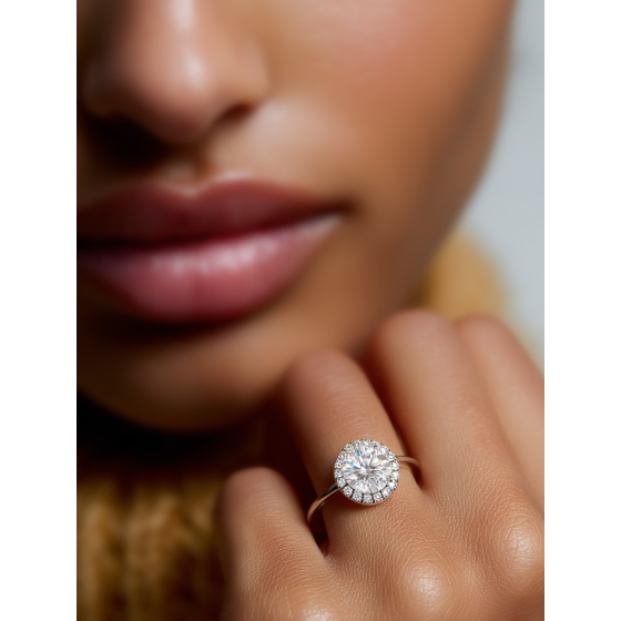 Round Diamond Single Halo Ring
