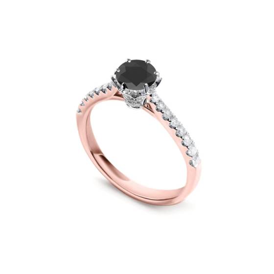 Black Diamond Shoulder Set Ring
