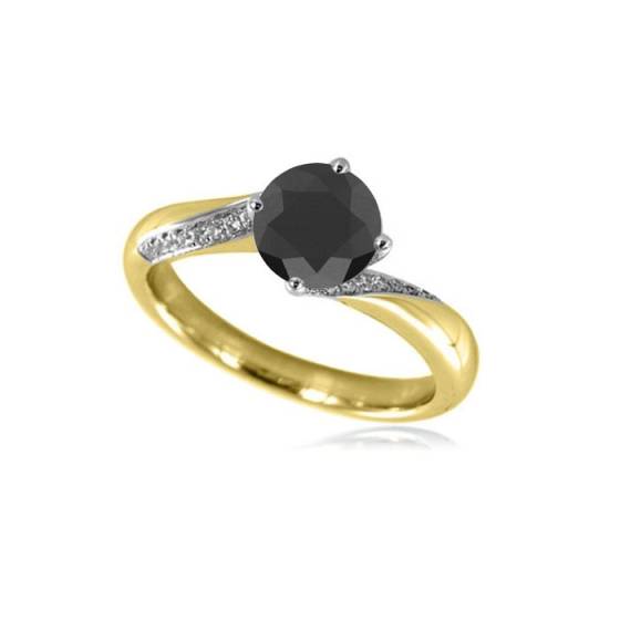Black Diamond Shoulder Set Ring