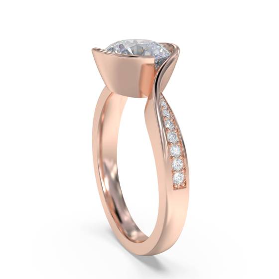 Round Diamond Bezel Set Shoulder Set Ring