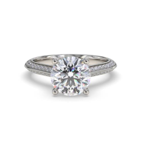 0.75ct SI2/F Round cut Natural Diamond Shoulder Set Ring