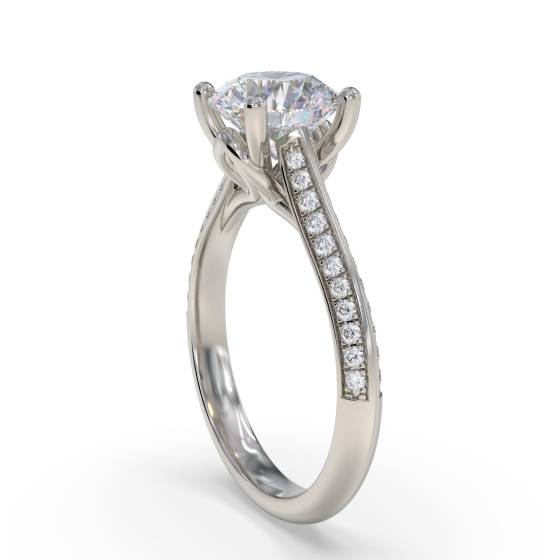 Knife Edge Round Shoulder Set Diamond Engagement Ring