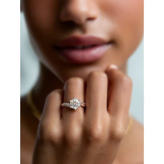 Round Shoulder Set Diamond Engagement Ring