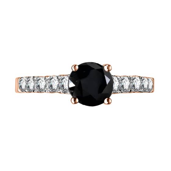 Round Black Diamond Shoulder Set Ring
