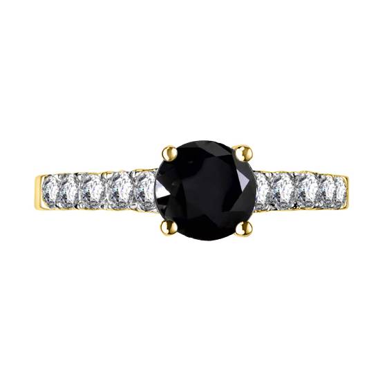 Round Black Diamond Shoulder Set Ring