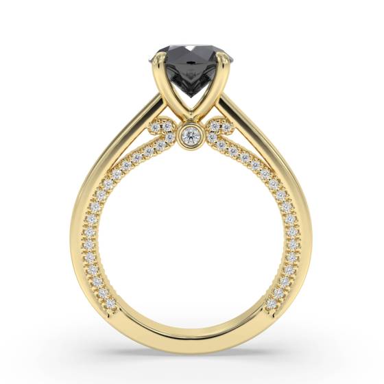 Round Black Diamond Shoulder Set Ring