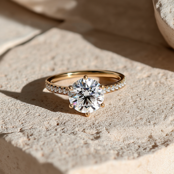 Round Diamond Shoulder Set Engagement Ring