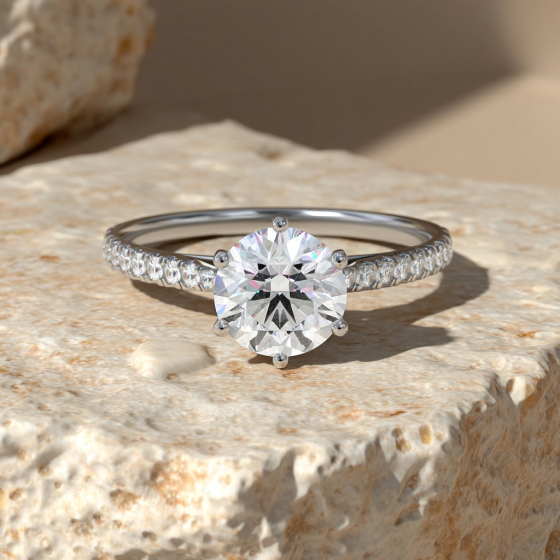 Round Diamond Shoulder Set Engagement Ring