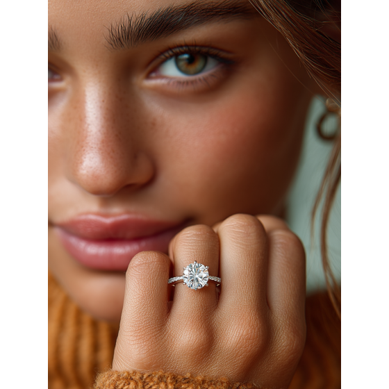 Round Diamond Shoulder Set Engagement Ring