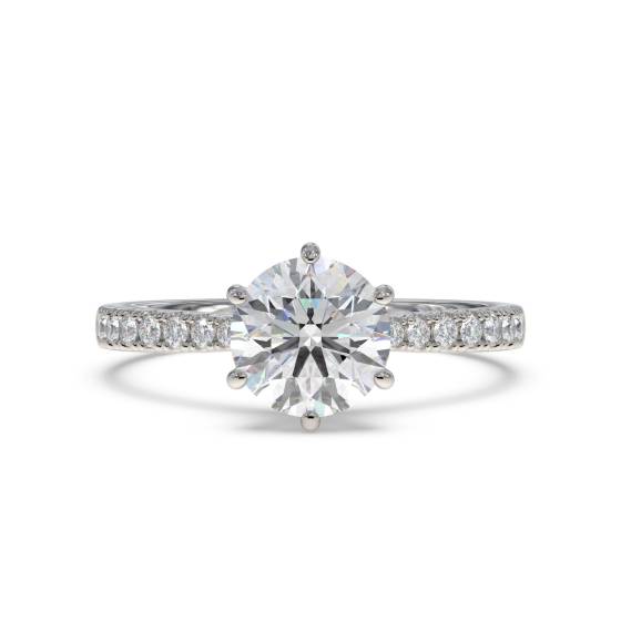 1.10ct SI2/E Round Natural Diamond Shoulder Set Engagement Ring