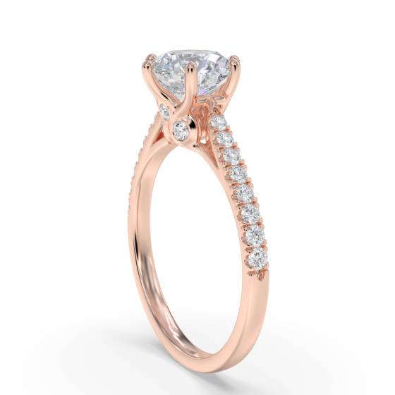 Round Diamond Shoulder Set Engagement Ring