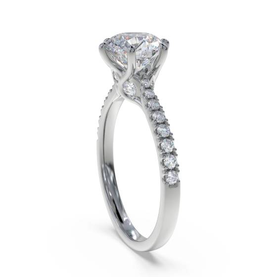 0.75 IF/D Round Natural Diamond Shoulder Set Engagement Ring