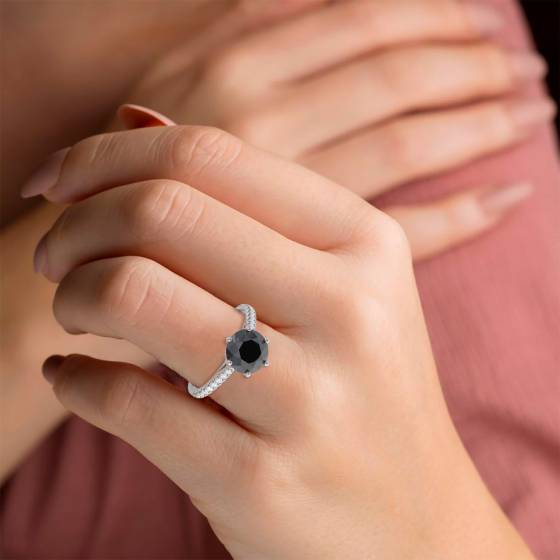 Black Diamond Shoulder Set Ring