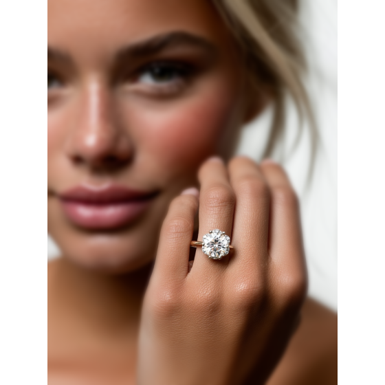 Modern Side Halo Round Diamond Engagement Ring