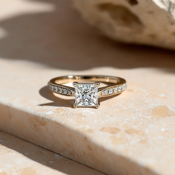 Princess Diamond Shoulder Set Ring