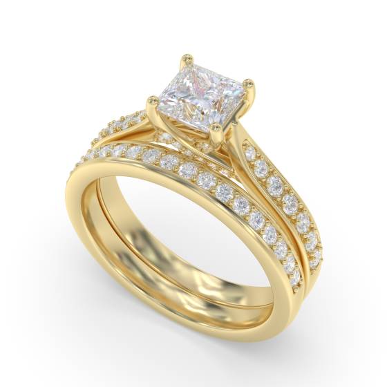 Princess Diamond Shoulder Set Ring