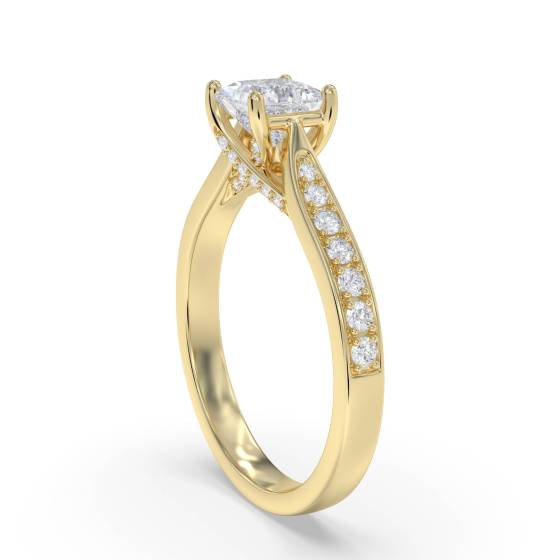 Princess Diamond Shoulder Set Ring