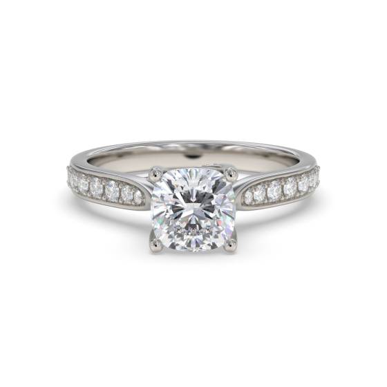 Cushion Diamond Shoulder Set Ring