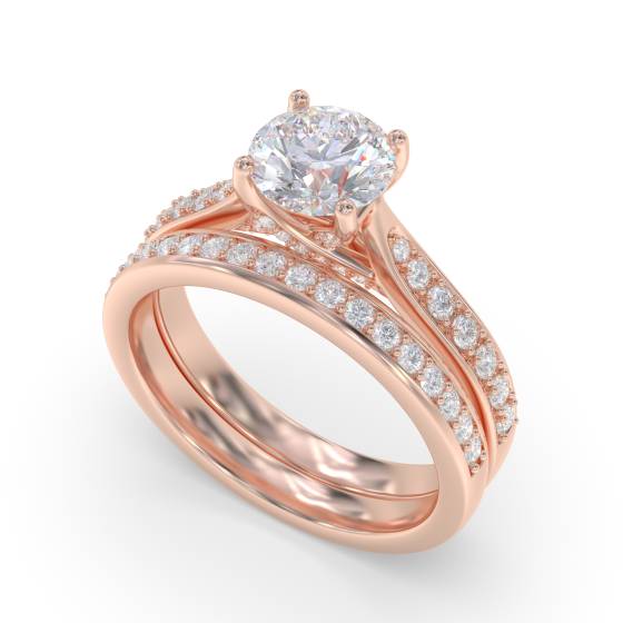 Round Diamond Shoulder Set Engagement Ring
