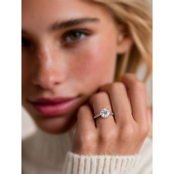 Round Diamond Shoulder Set Engagement Ring