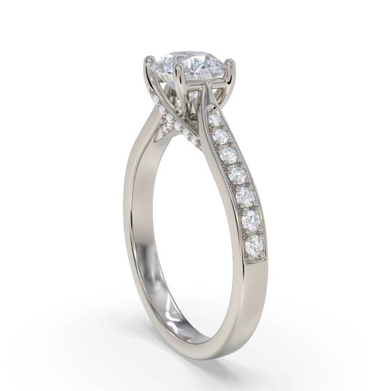 Round Diamond Shoulder Set Engagement Ring