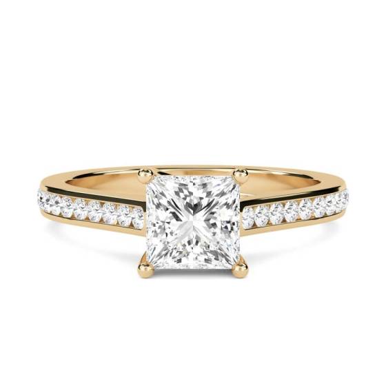GIA Certified 0.65ct SI2/D Princess Diamond Shoulder Set Ring