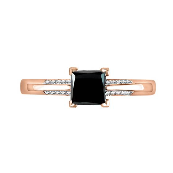 Princess Black Diamond Shoulder Set Ring