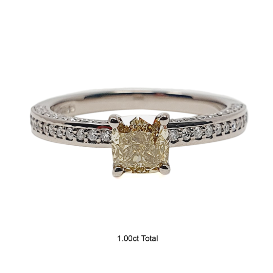 Cushion Yellow Diamond Engagement Ring