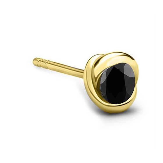 Mens Black Diamond Single Stud Earring