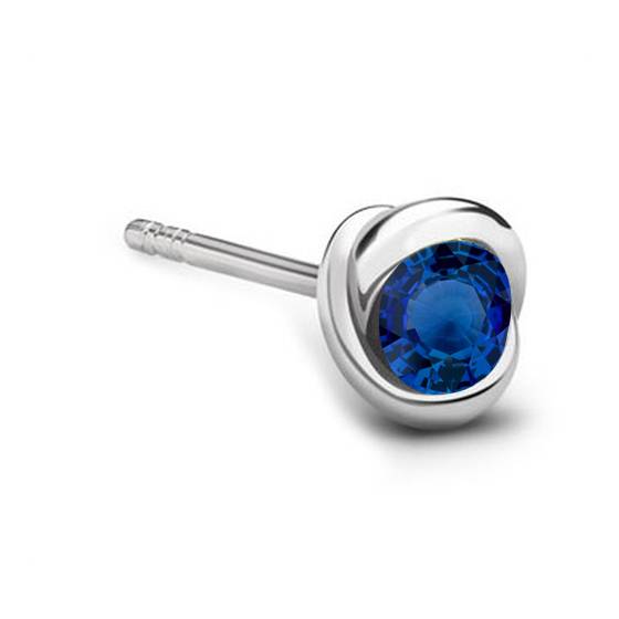 Mens Blue Sapphire Gemstone Single Stud Earring