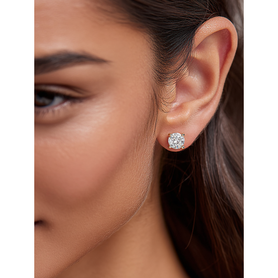 Ribbon Round Diamond Stud Earrings