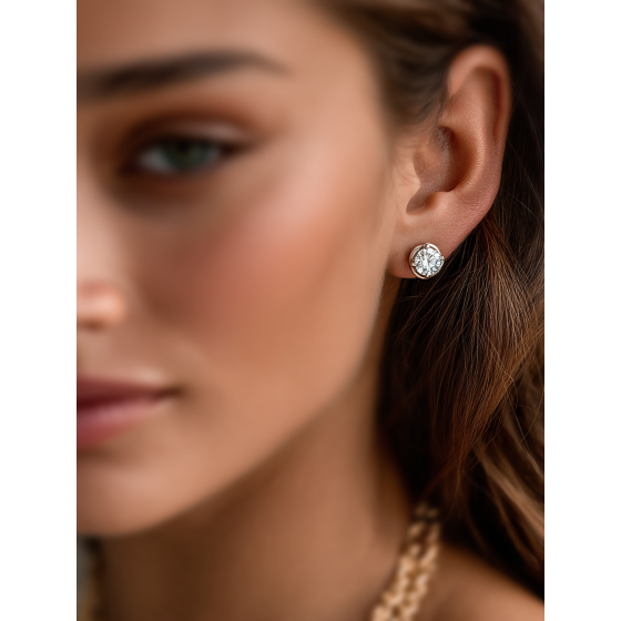 Love Knot Round Diamond Stud Earrings