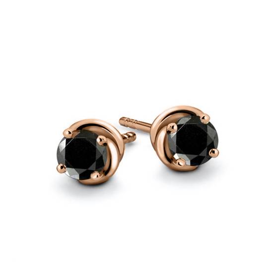 Round Black Diamond Earrings