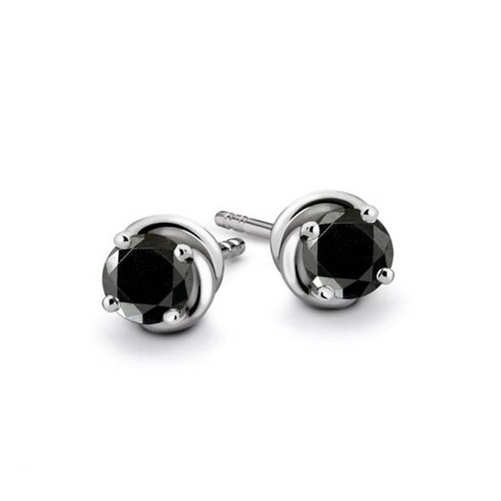 Round Black Diamond Earrings