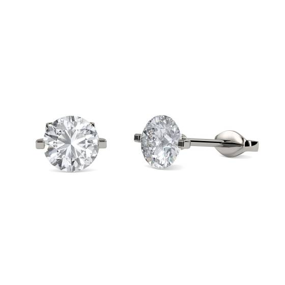 0.25ct VS/E-F Unique Two Prong Round Natural Diamond Stud Earrings