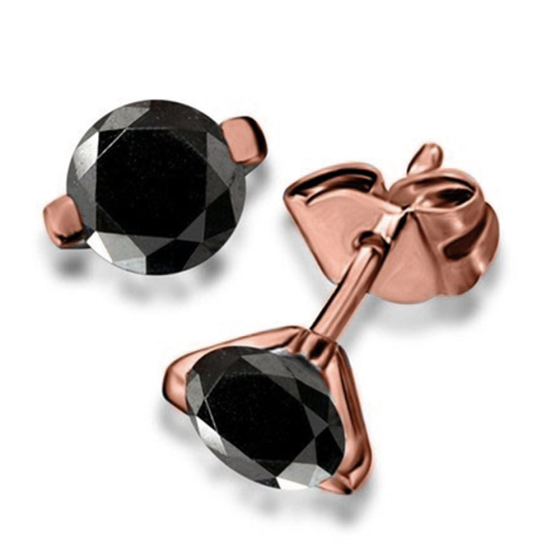 Round Black Diamond Earrings